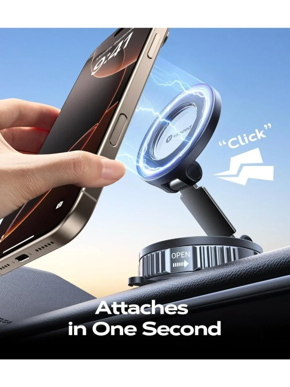 2026 Upgraded Magnetic Car Phone Holder - 360° Adjustable, Strong Suction for